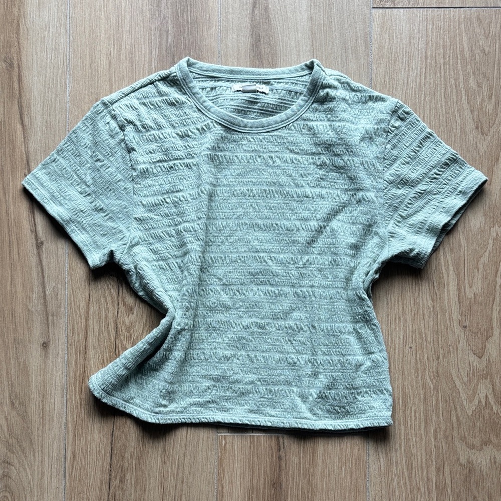 American Eagle Outfitters Women’s Textured Short Sleeve Tee - Sage Green